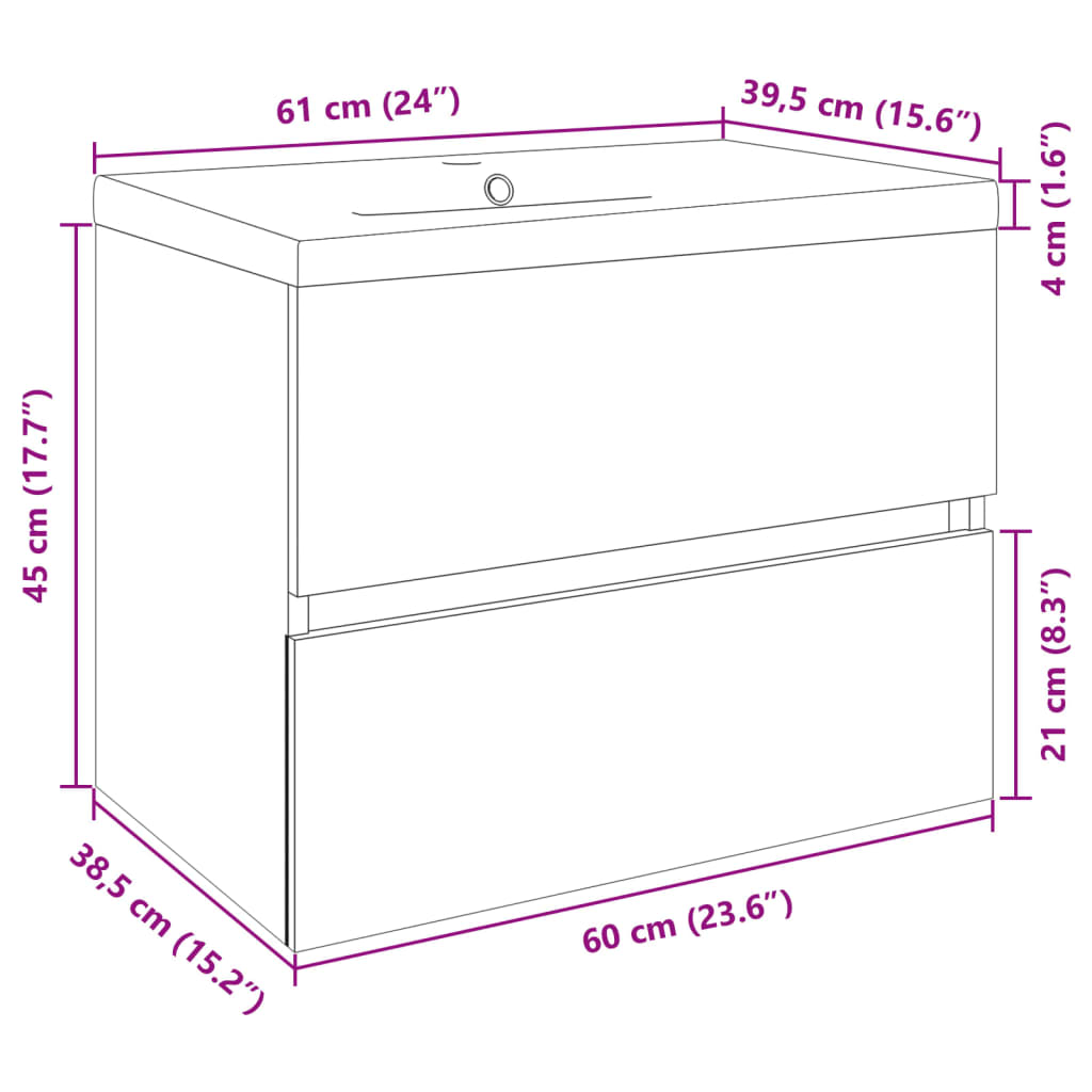 vidaXL Set de muebles de baño 2 pzas cerámica y madera de ingeniería