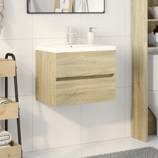 vidaXL Set de muebles de baño 2 pzas cerámica y madera de ingeniería