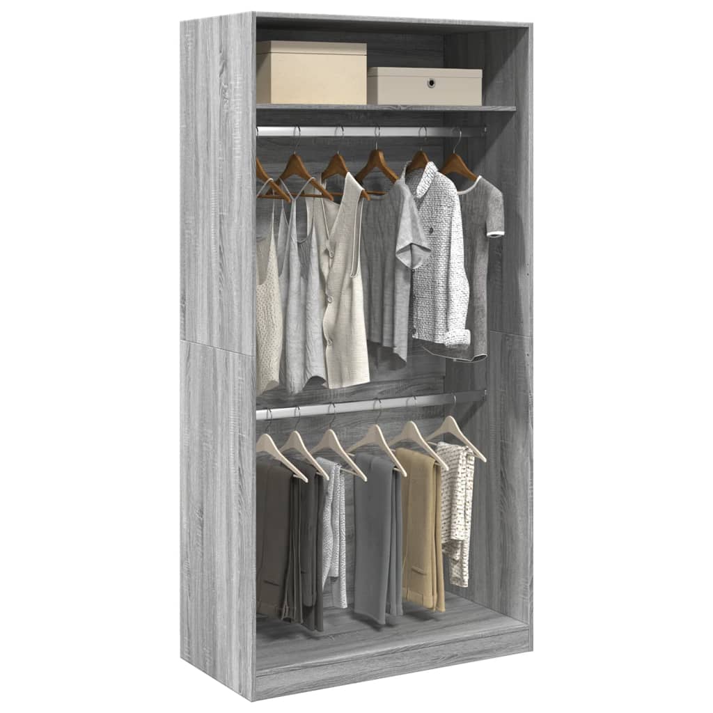 vidaXL Armario de madera contrachapada gris Sonoma 100x50x200 cm