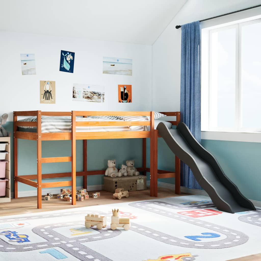 vidaXL Cama alta para niños sin colchón madera pino marrón 80x200 cm