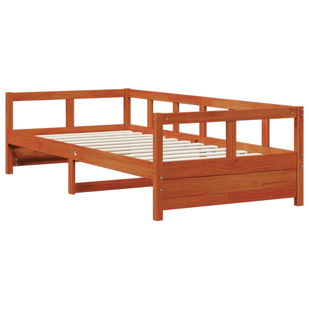 vidaXL Sofá cama sin colchón madera maciza pino marrón cera 80x200 cm