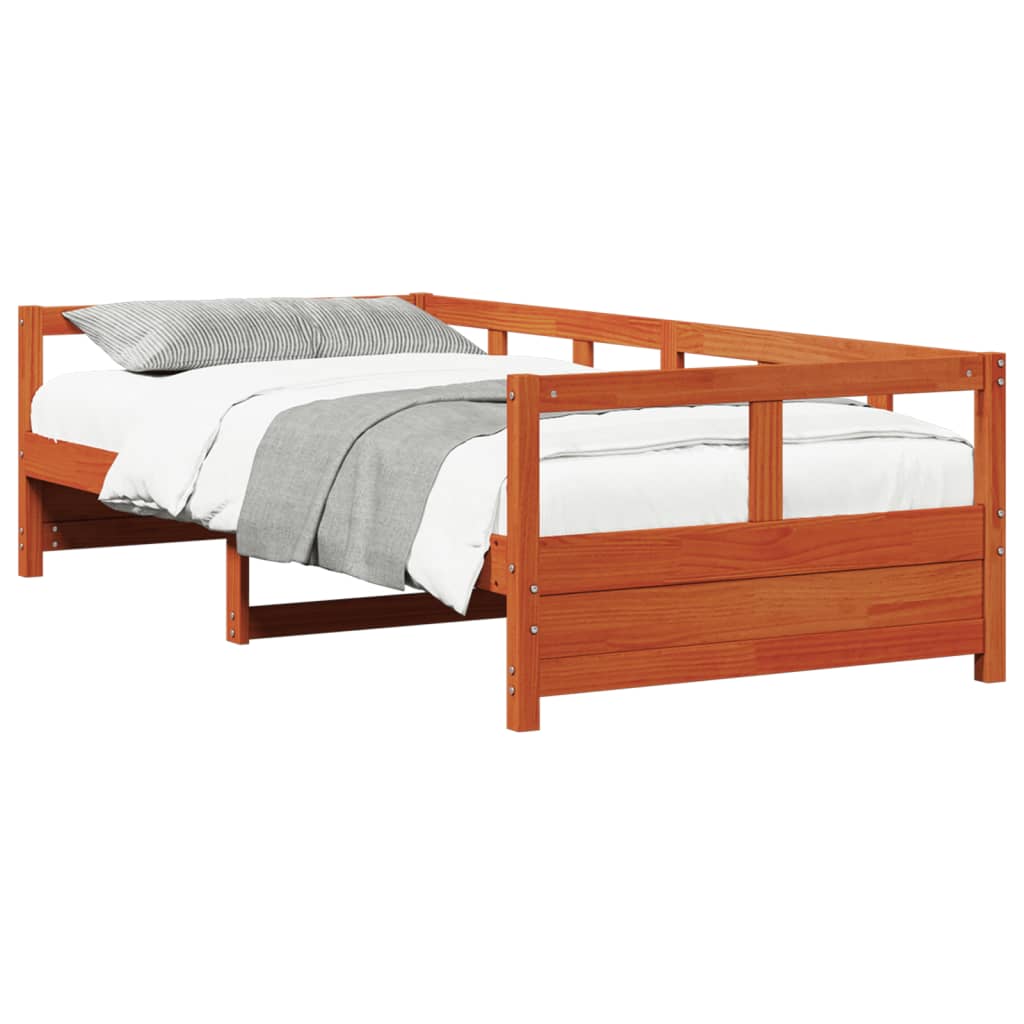 vidaXL Sofá cama sin colchón madera maciza pino marrón cera 80x200 cm