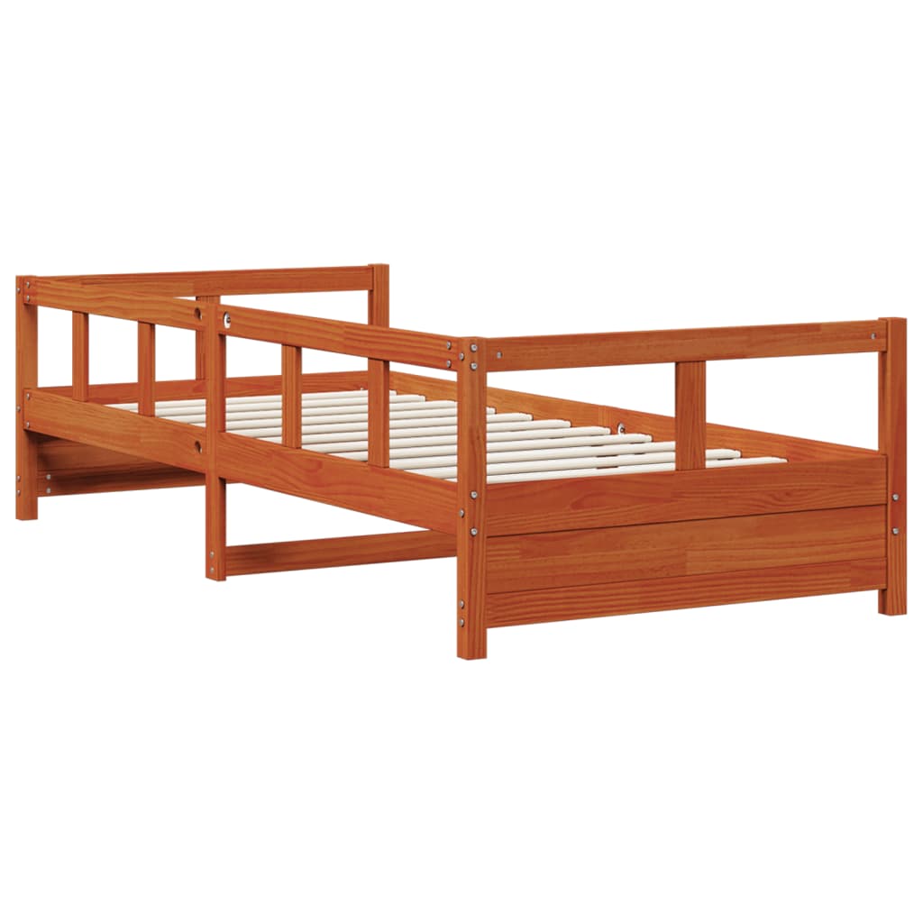 vidaXL Sofá cama sin colchón madera maciza pino marrón cera 80x200 cm