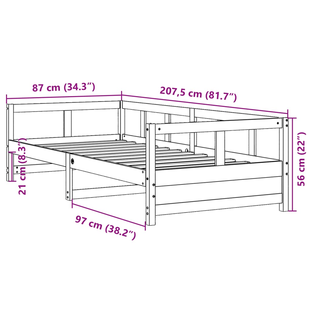 vidaXL Sofá cama sin colchón madera maciza pino marrón cera 80x200 cm