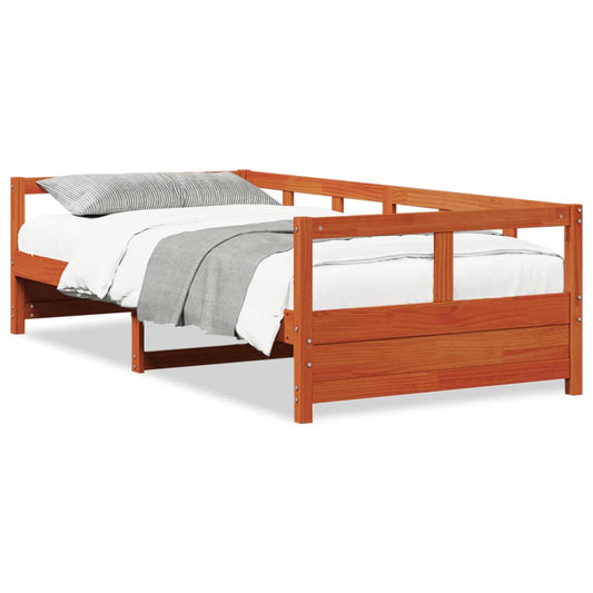 vidaXL Sofá cama sin colchón madera maciza pino marrón cera 80x200 cm