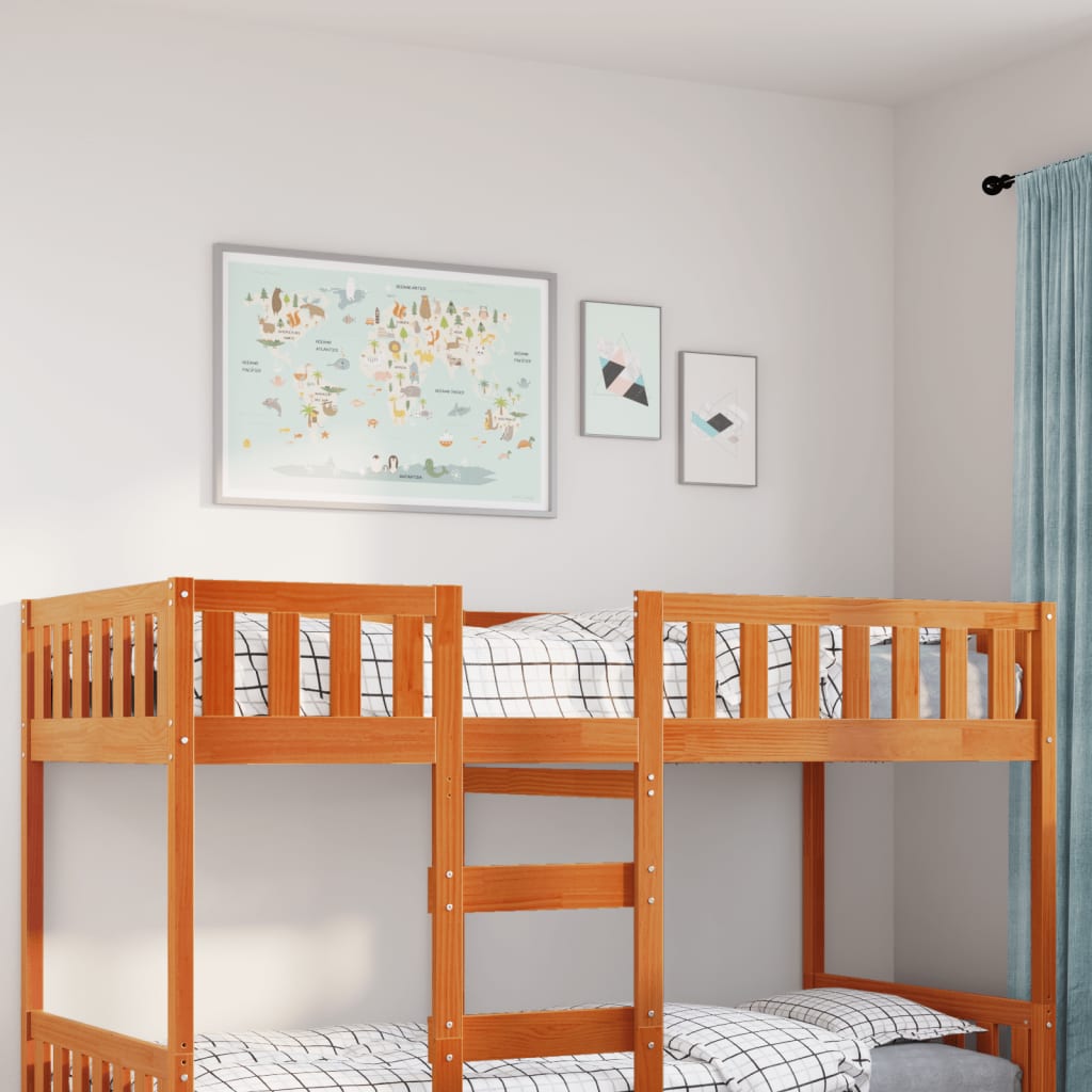 vidaXL Cama de niños sin colchón madera maciza pino marrón 75x190 cm