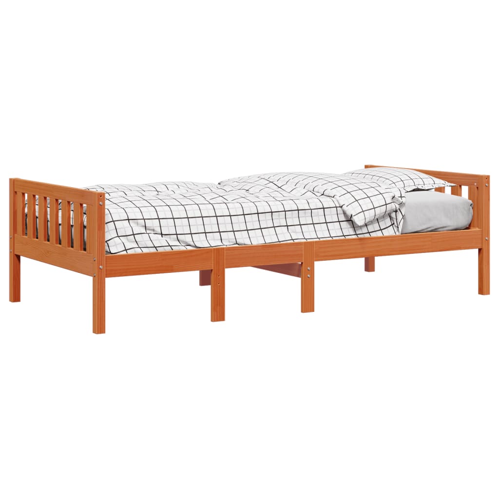 vidaXL Cama de niños sin colchón madera maciza pino marrón 75x190 cm