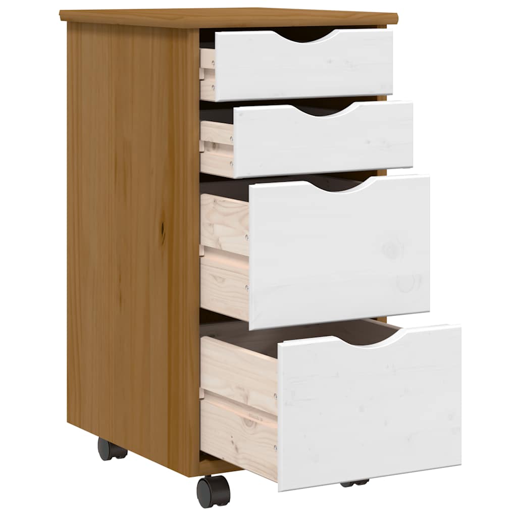 vidaXL Cajonera con ruedas MOSS madera maciza pino marrón miel