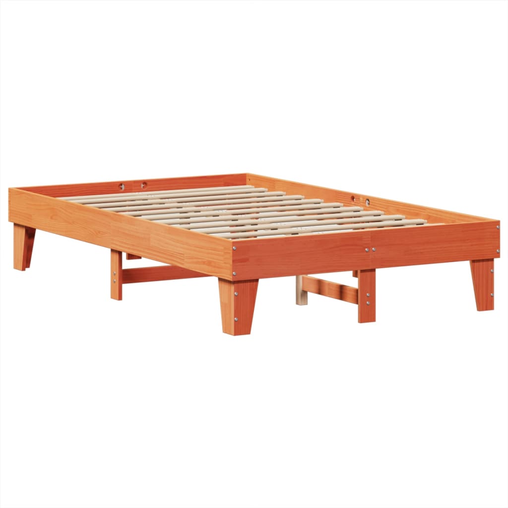 vidaXL Cama sin colchón madera maciza de pino marrón cera 120x200 cm