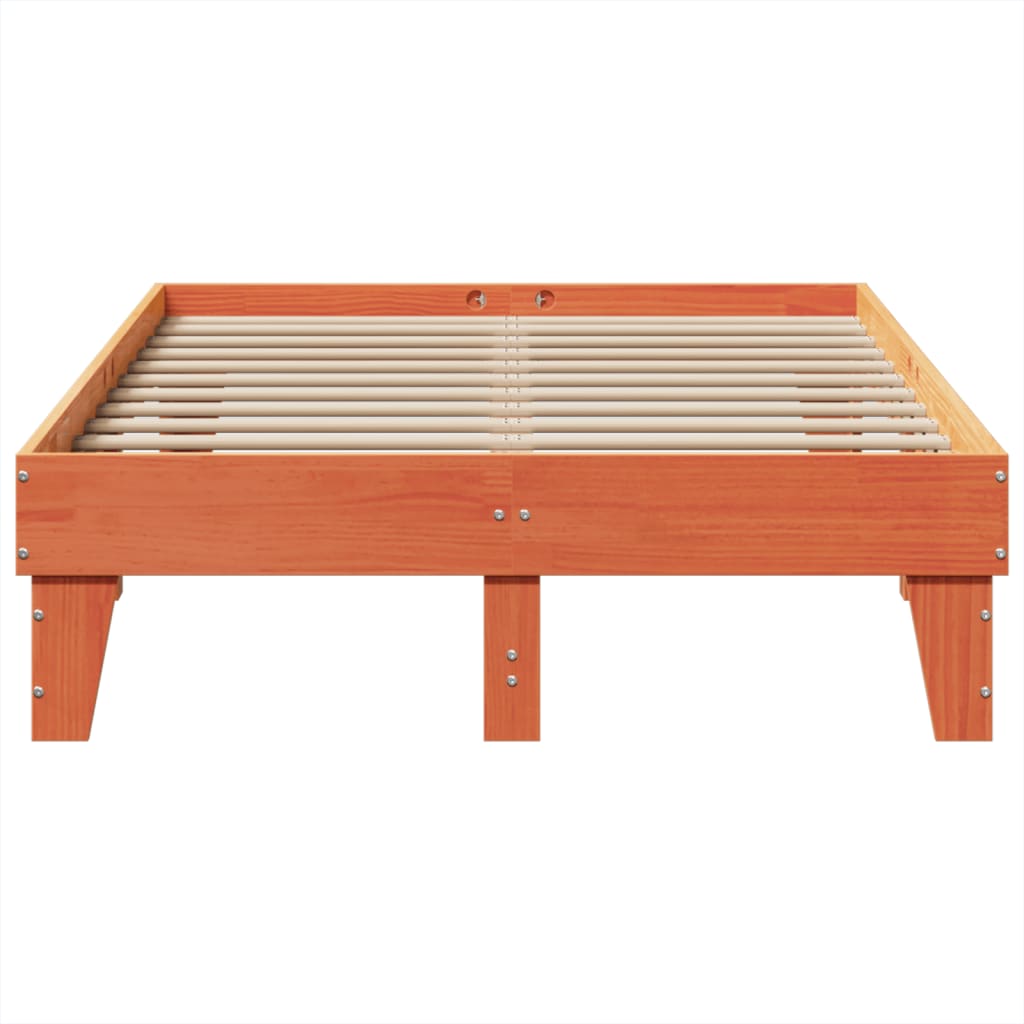 vidaXL Cama sin colchón madera maciza de pino marrón cera 120x200 cm