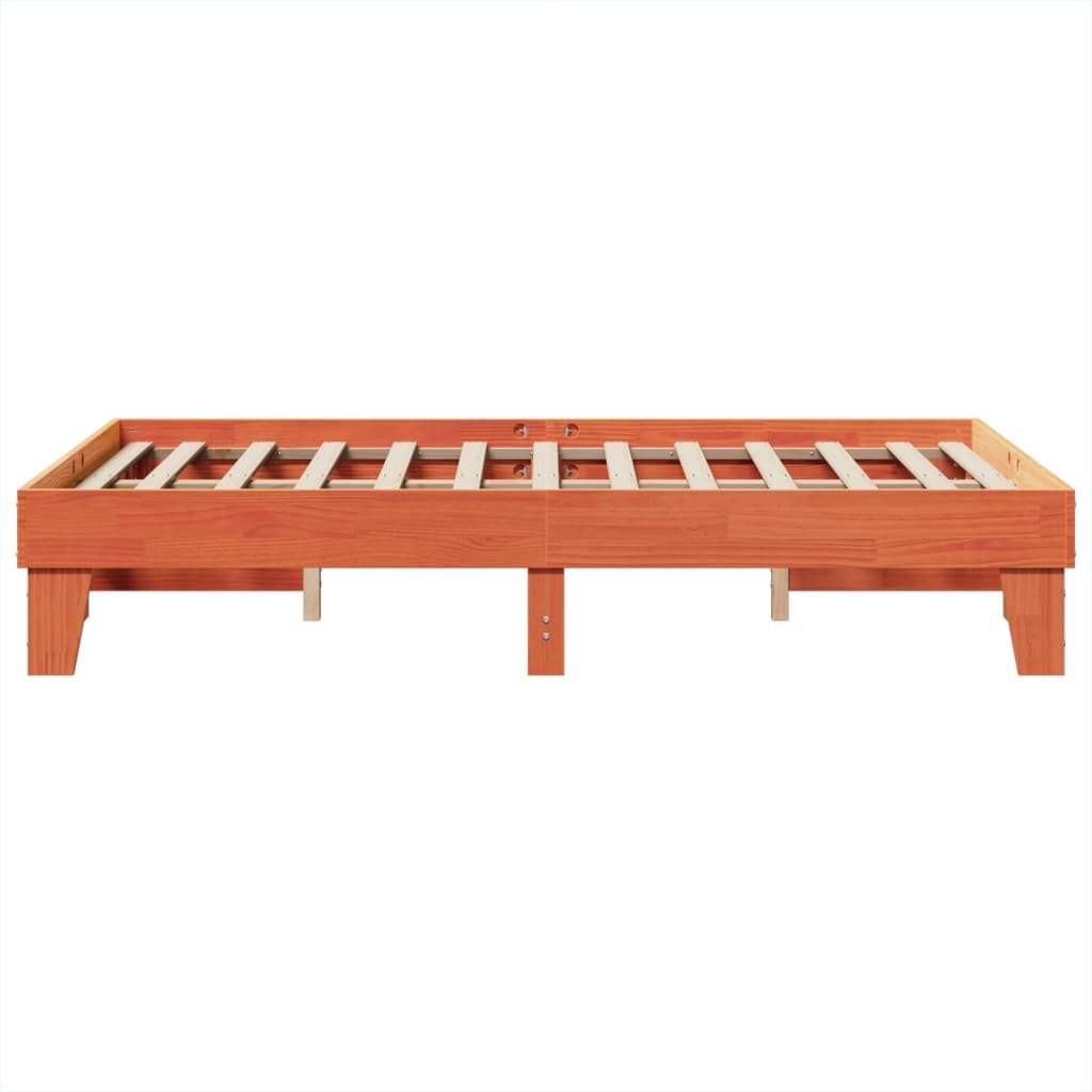 vidaXL Cama sin colchón madera maciza de pino marrón cera 120x200 cm