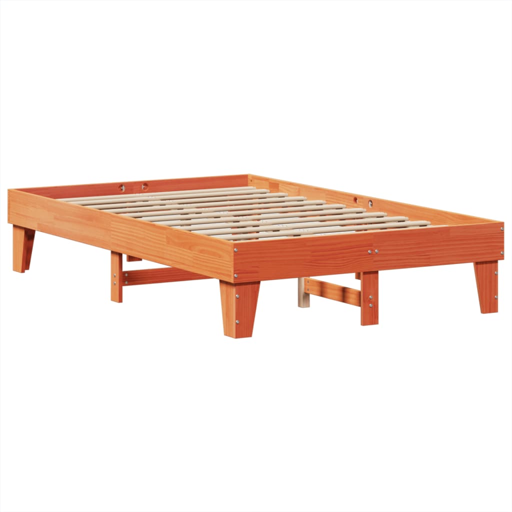 vidaXL Cama sin colchón madera maciza de pino marrón cera 120x200 cm