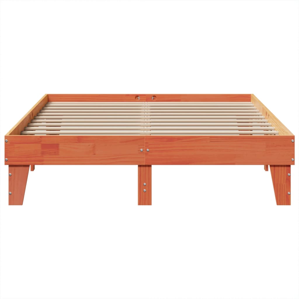 vidaXL Cama sin colchón madera maciza de pino marrón cera 140x190 cm