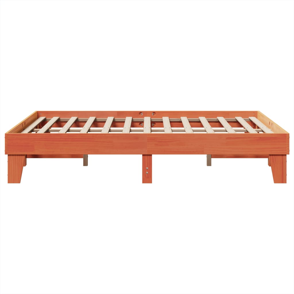 vidaXL Cama sin colchón madera maciza de pino marrón cera 140x190 cm