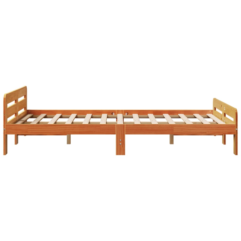 vidaXL Cama sin colchón madera maciza de pino marrón cera 120x200 cm