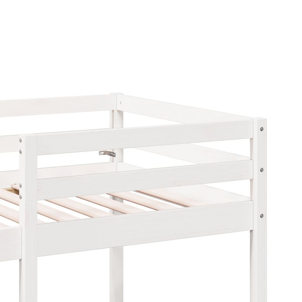 vidaXL Cama alta escritorio y asientos madera maciza blanco 90x200 cm