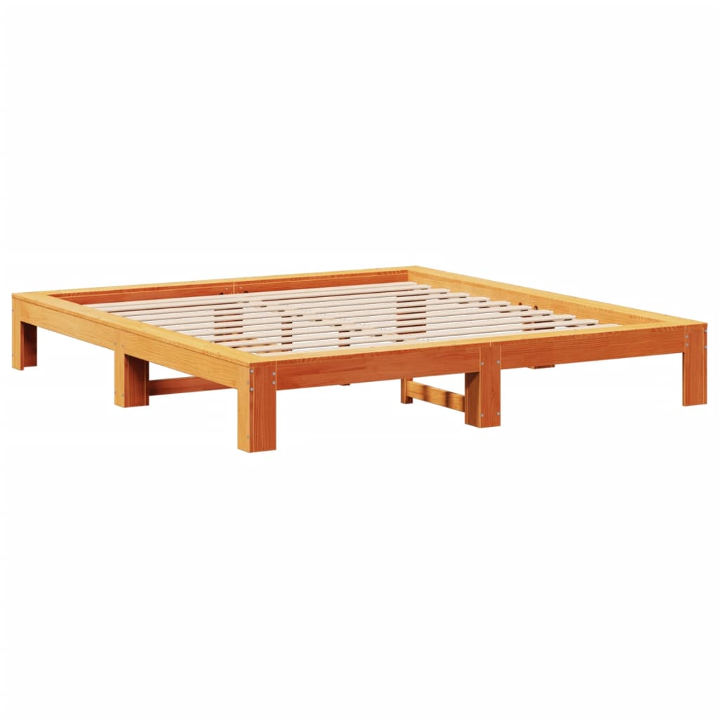 vidaXL Cama sin colchón madera maciza de pino marrón cera 180x200 cm