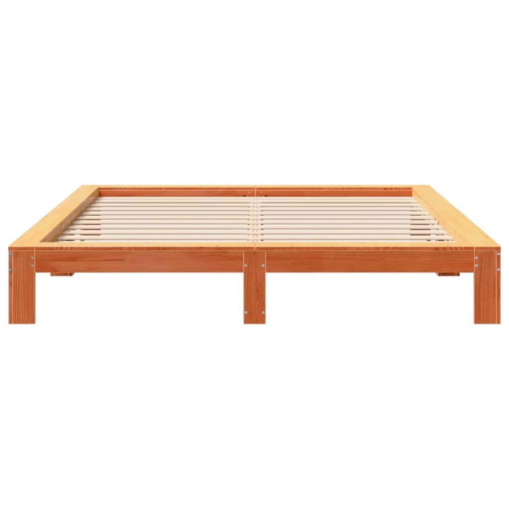 vidaXL Cama sin colchón madera maciza de pino marrón cera 180x200 cm