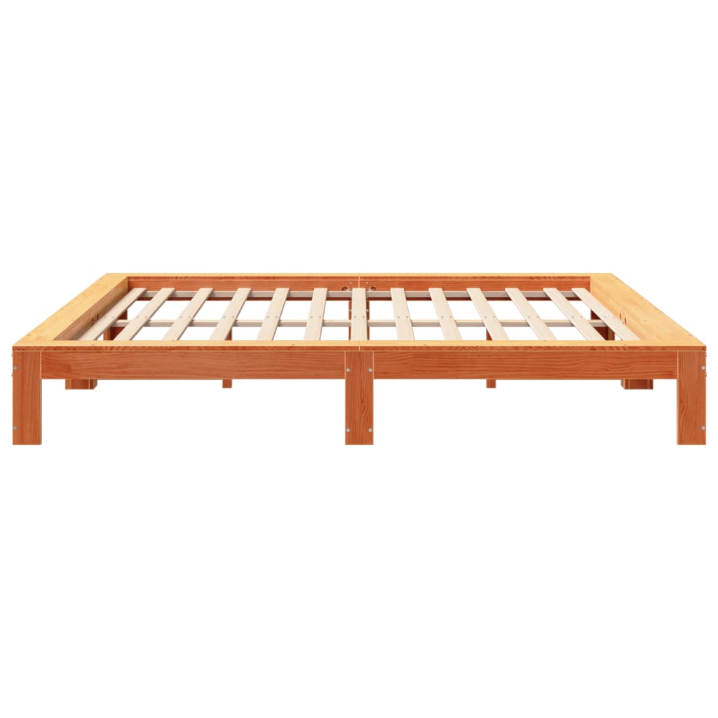 vidaXL Cama sin colchón madera maciza de pino marrón cera 180x200 cm