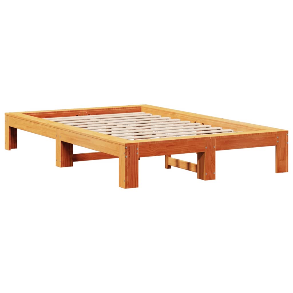 vidaXL Cama sin colchón madera maciza de pino marrón cera 120x200 cm