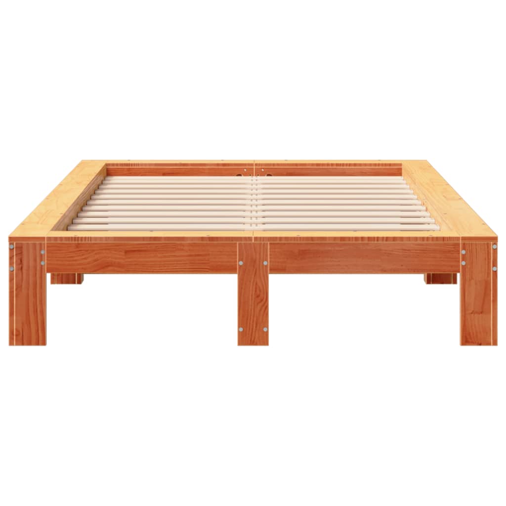 vidaXL Cama sin colchón madera maciza de pino marrón cera 120x200 cm