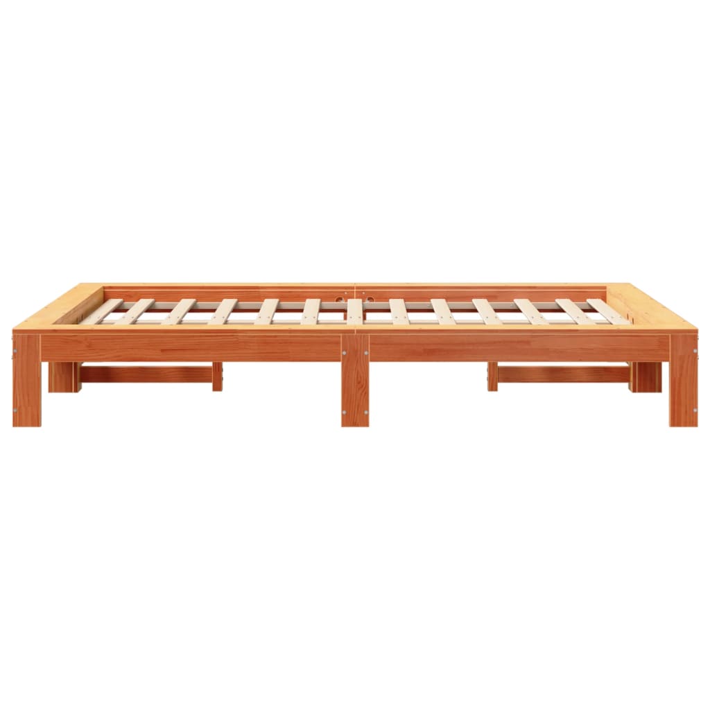 vidaXL Cama sin colchón madera maciza de pino marrón cera 120x200 cm