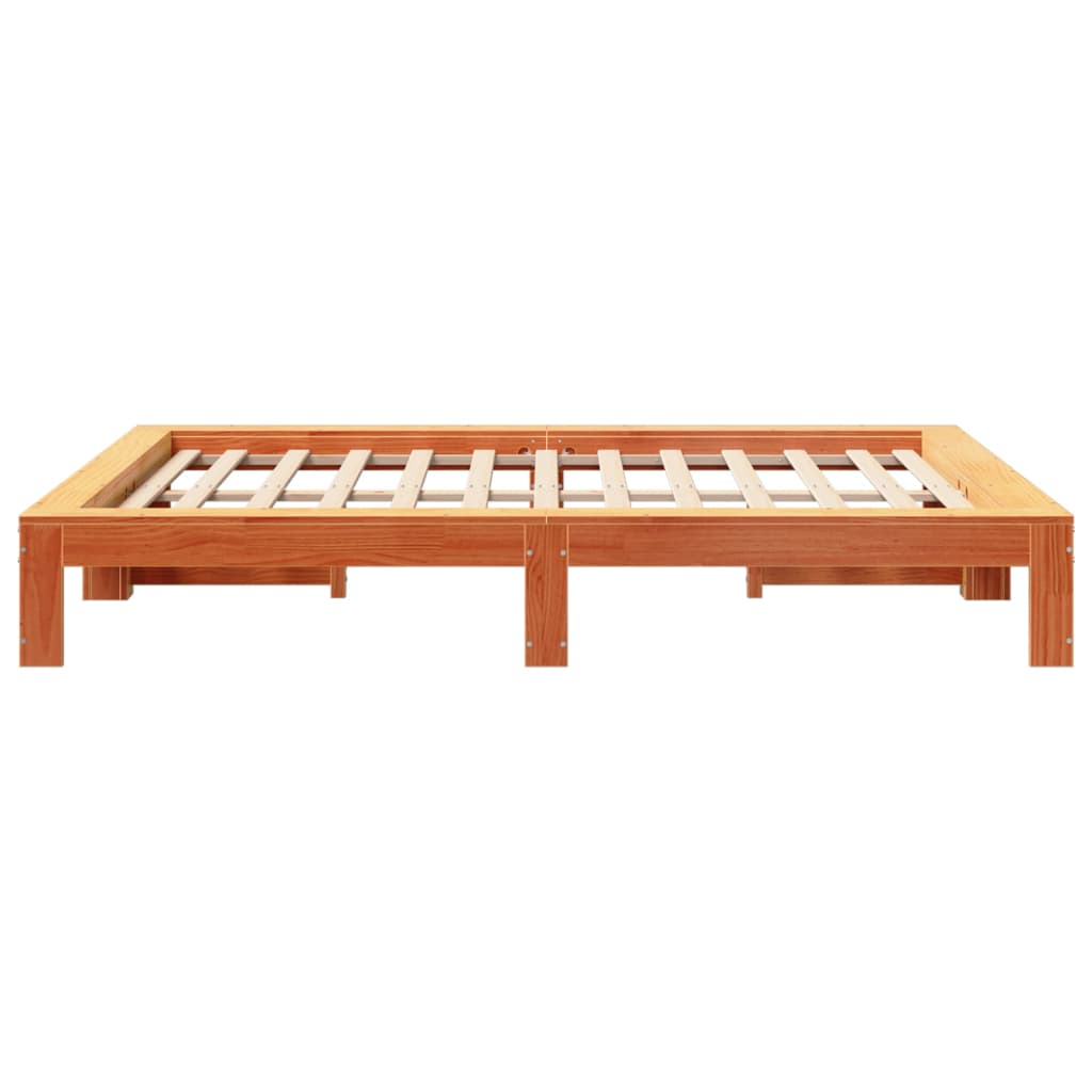 vidaXL Cama sin colchón madera maciza de pino marrón cera 140x190 cm