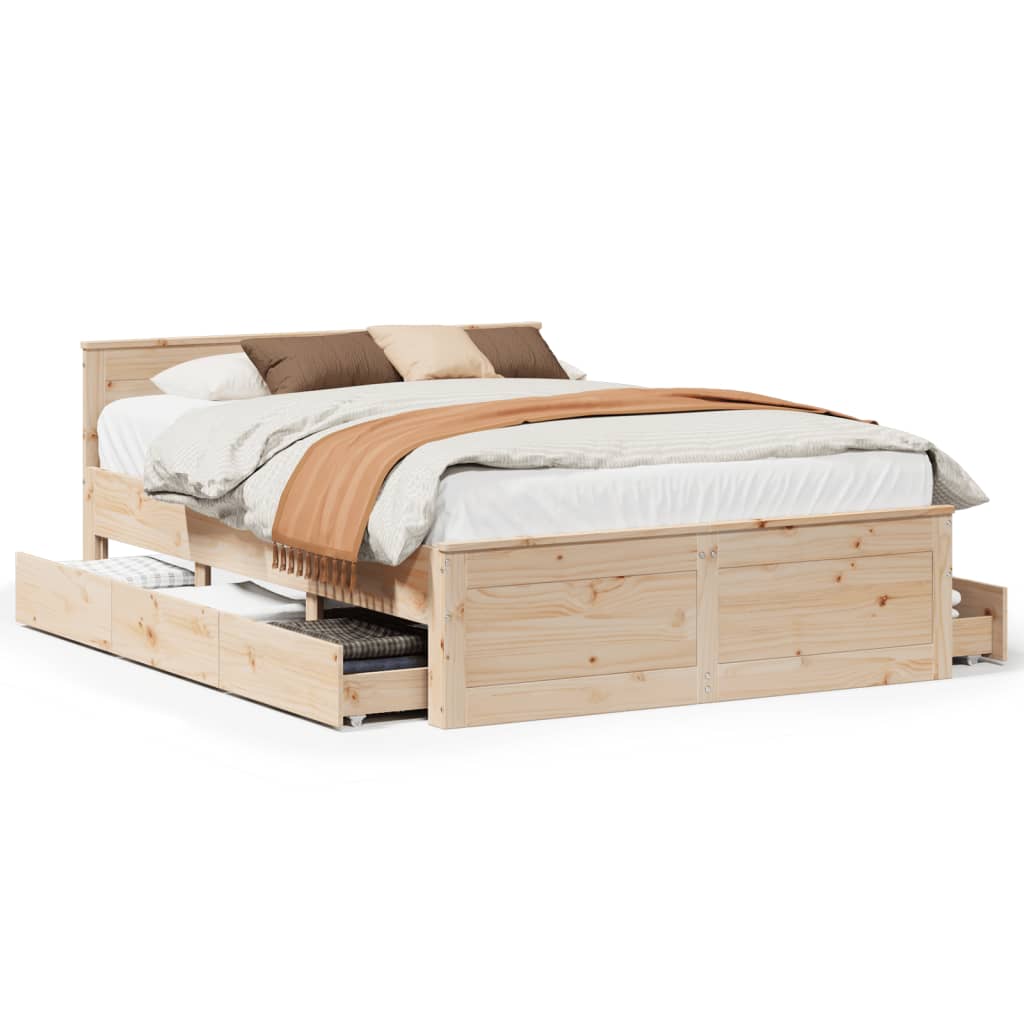 vidaXL Cama con cabecero sin colchón madera maciza de pino 160x200 cm