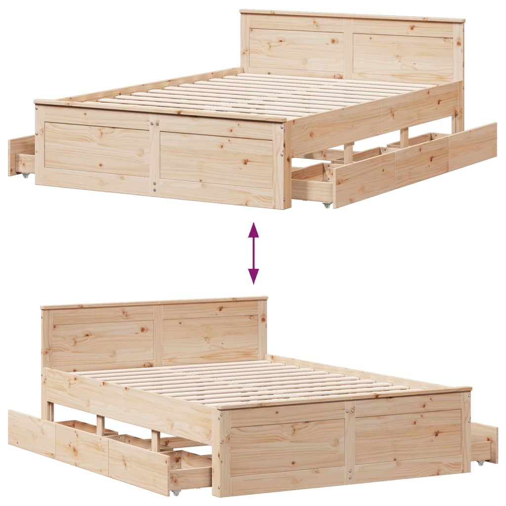 vidaXL Cama con cabecero sin colchón madera maciza de pino 160x200 cm