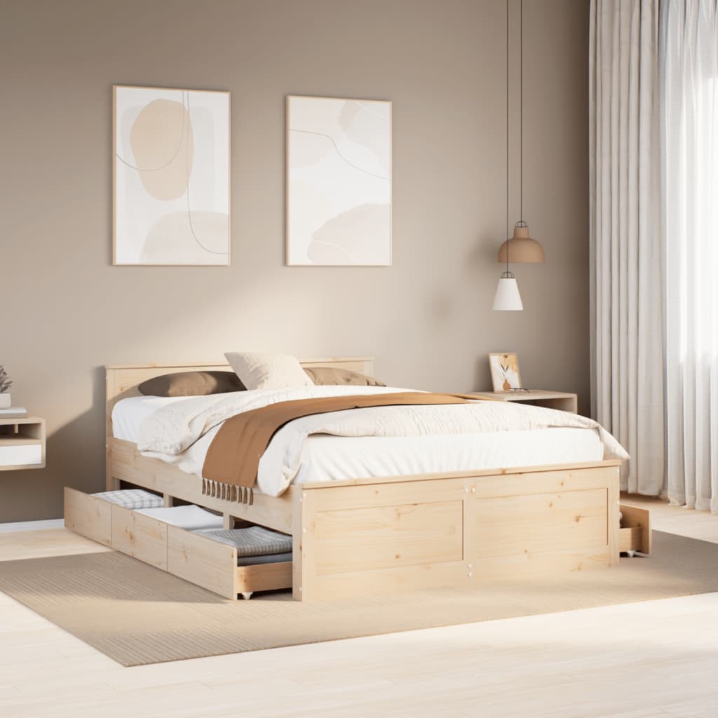 vidaXL Cama con cabecero sin colchón madera maciza de pino 160x200 cm