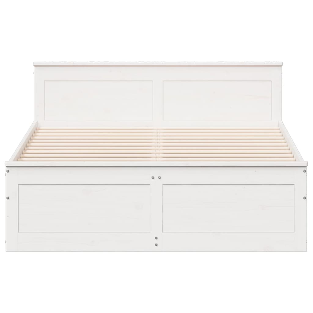 vidaXL Cama con cabecero sin colchón madera maciza blanca 160x200 cm