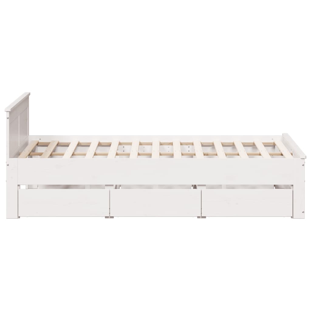 vidaXL Cama con cabecero sin colchón madera maciza blanca 160x200 cm