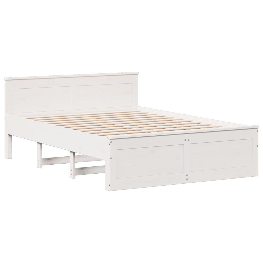 vidaXL Cama con cabecero sin colchón madera maciza blanca 160x200 cm