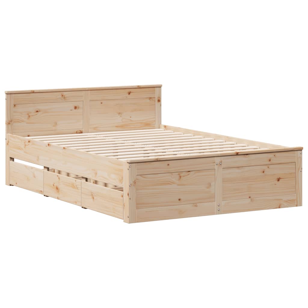 vidaXL Cama con cabecero sin colchón madera maciza de pino 140x200 cm