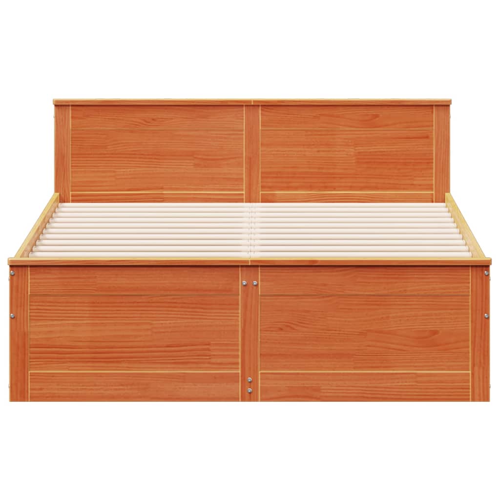 vidaXL Cama con cabecero sin colchón madera maciza marrón 140x200 cm