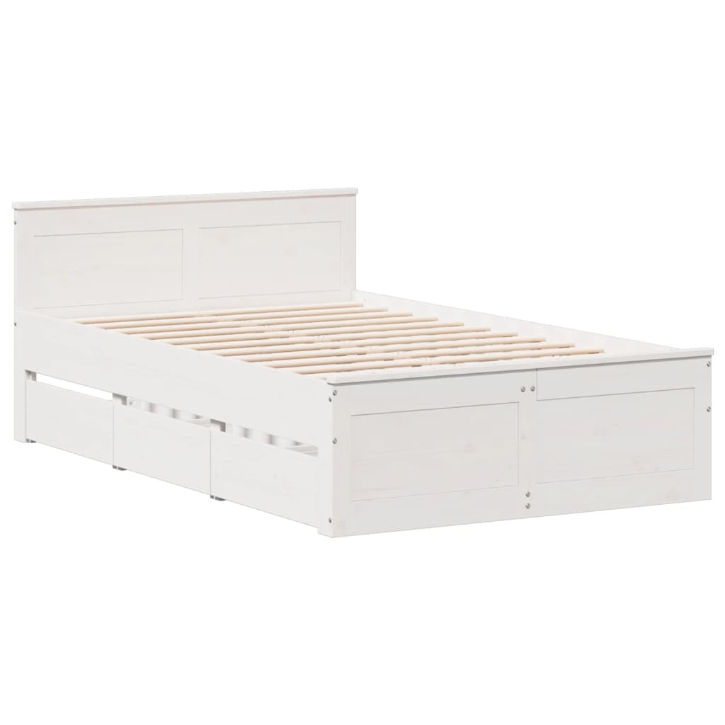 vidaXL Cama con cabecero sin colchón madera maciza blanca 120x200 cm