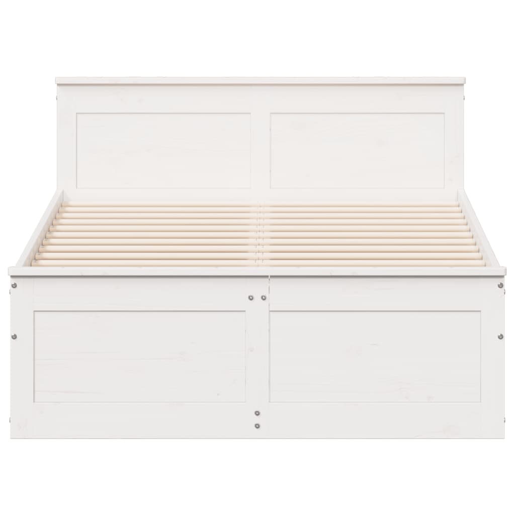 vidaXL Cama con cabecero sin colchón madera maciza blanca 120x200 cm