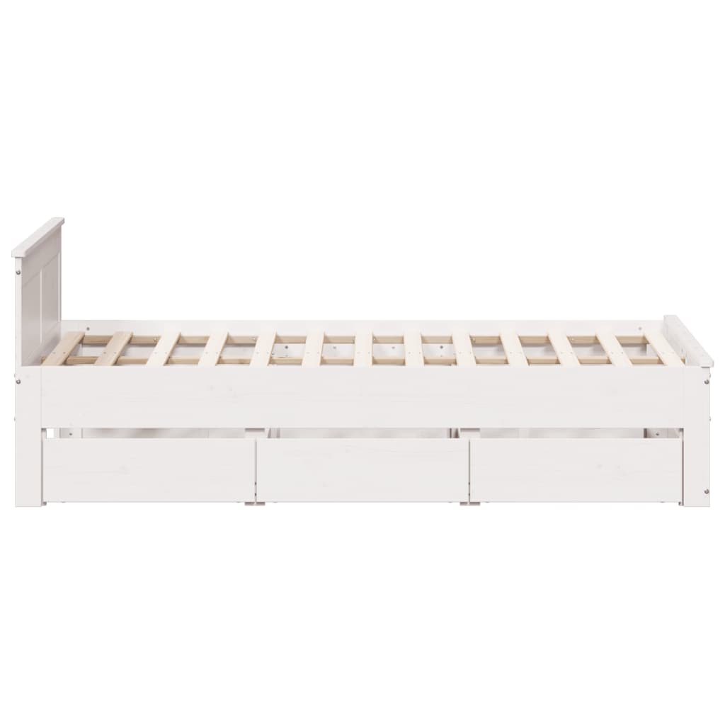 vidaXL Cama con cabecero sin colchón madera maciza blanca 120x200 cm