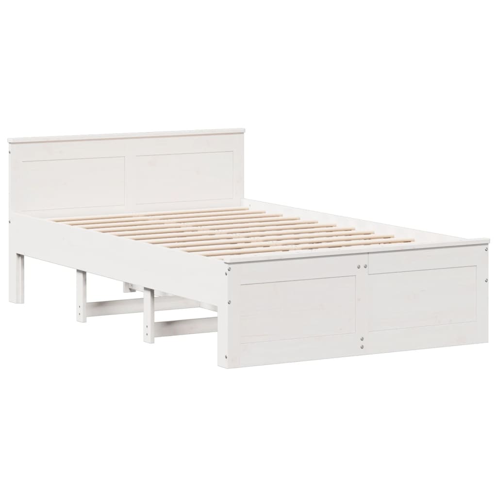 vidaXL Cama con cabecero sin colchón madera maciza blanca 120x200 cm