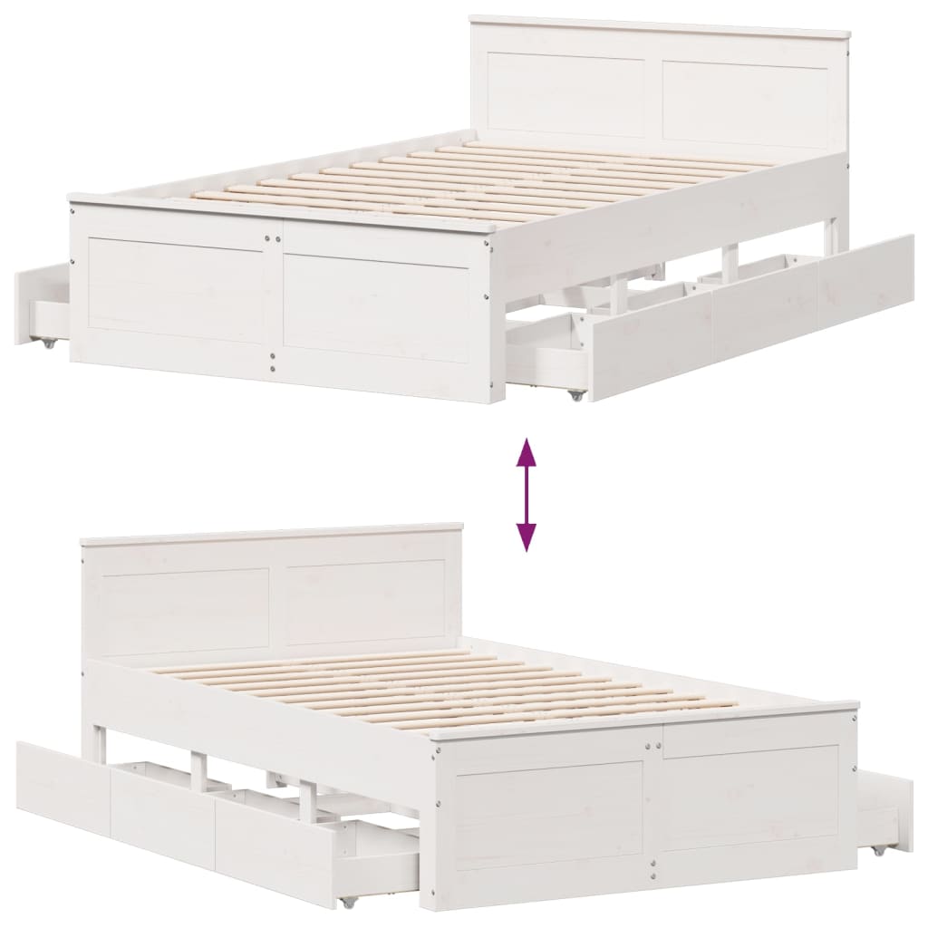 vidaXL Cama con cabecero sin colchón madera maciza blanca 120x200 cm