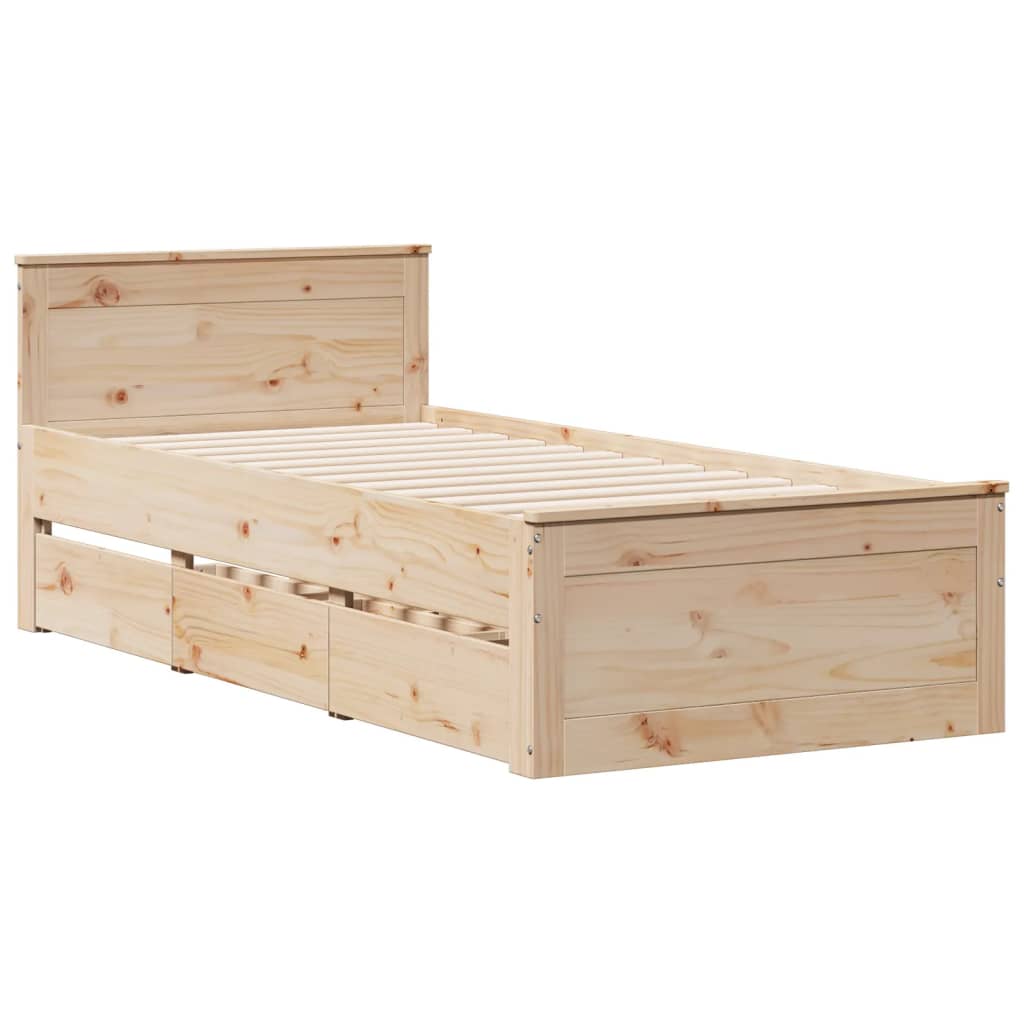 vidaXL Cama con cabecero sin colchón madera maciza de pino 100x200 cm