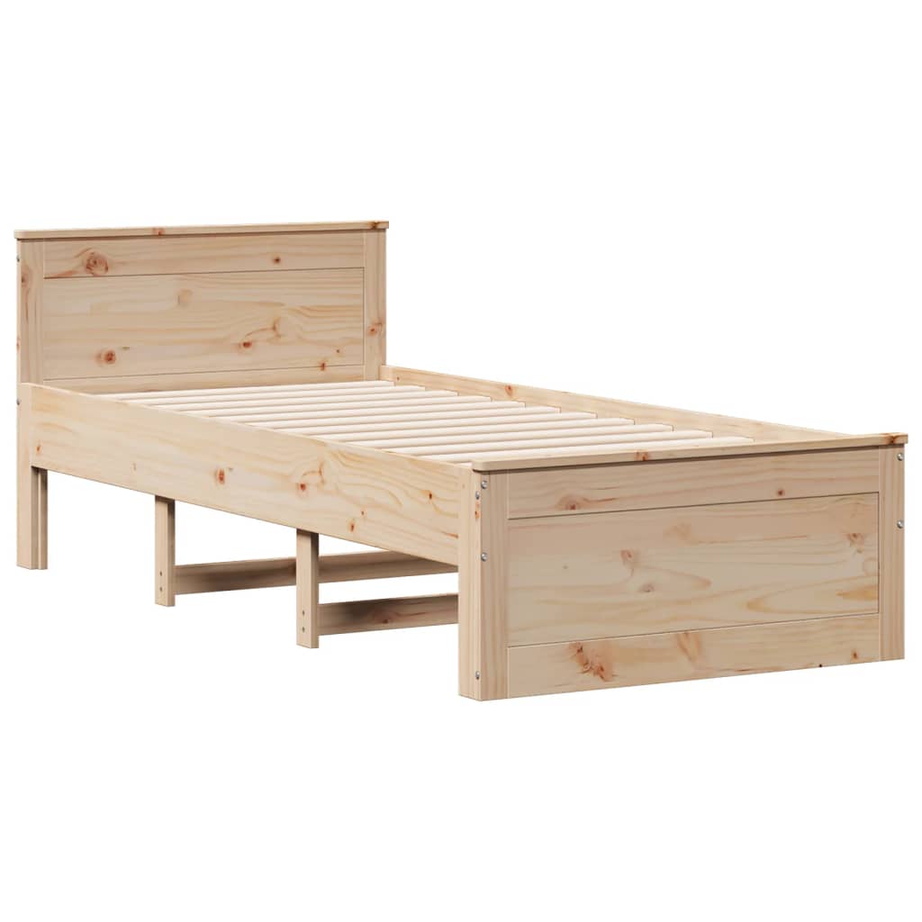 vidaXL Cama con cabecero sin colchón madera maciza de pino 100x200 cm