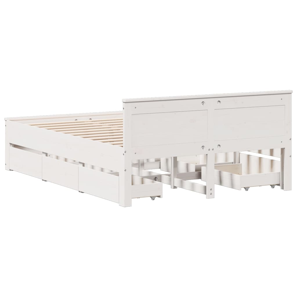 vidaXL Cama con cabecero sin colchón madera maciza blanca 140x190 cm