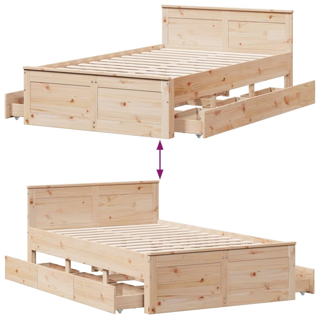 vidaXL Cama con cabecero sin colchón madera maciza de pino 120x190 cm