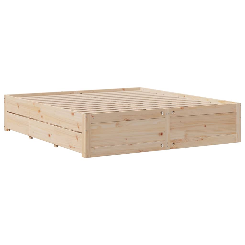 vidaXL Cama con cajones sin colchón madera maciza de pino 200x200 cm