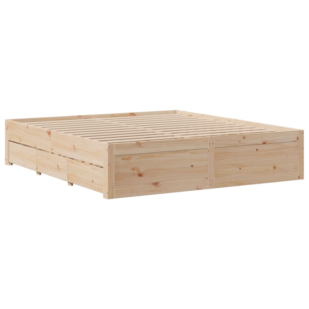 vidaXL Cama con cajones sin colchón madera maciza de pino 200x200 cm