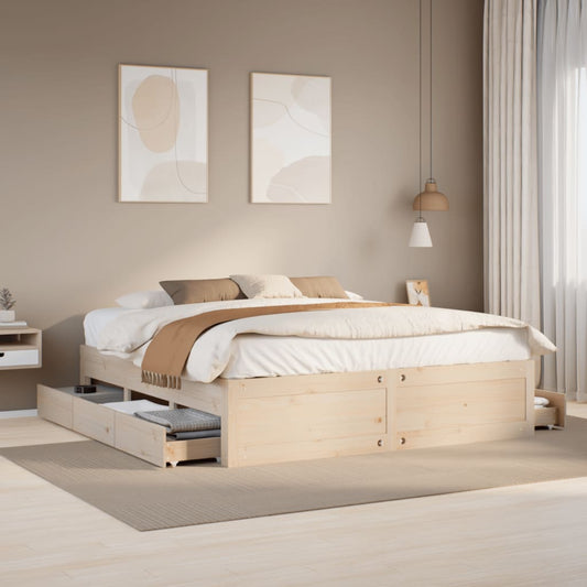 vidaXL Cama con cajones sin colchón madera maciza de pino 200x200 cm