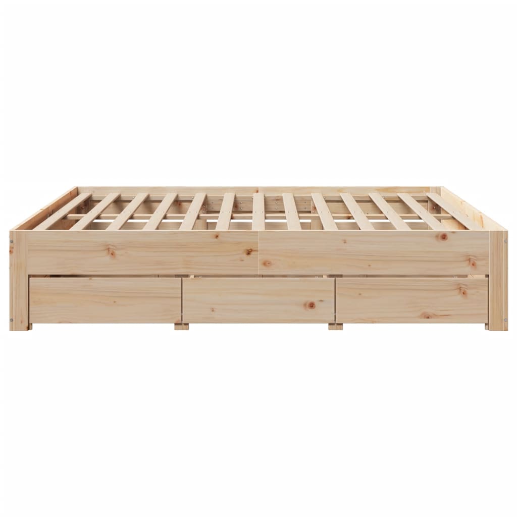 vidaXL Cama con cajones sin colchón madera maciza de pino 180x200 cm