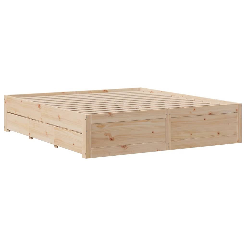 vidaXL Cama con cajones sin colchón madera maciza de pino 180x200 cm