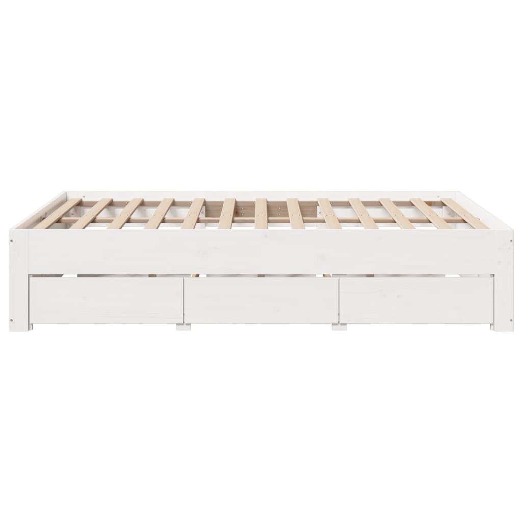 vidaXL Cama con cajones sin colchón madera maciza blanca 160x200 cm